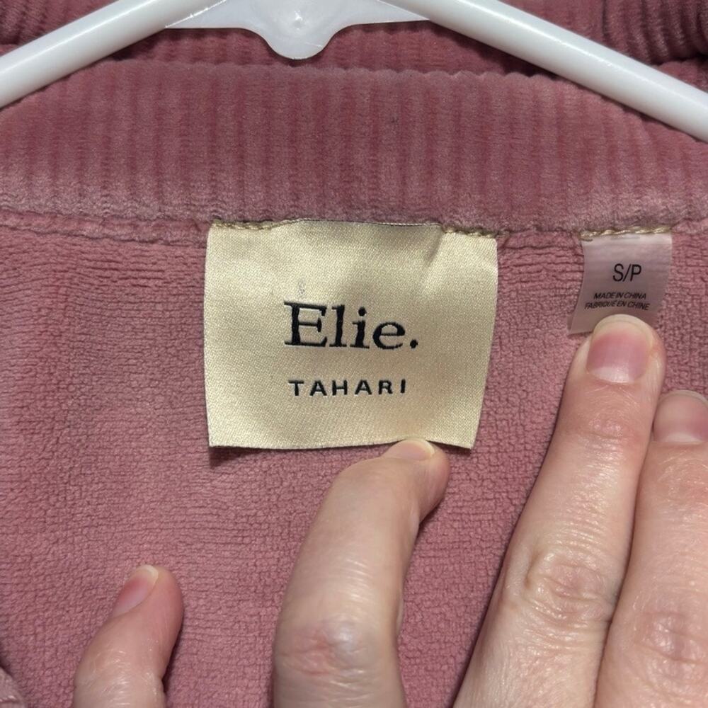 Elie Tahari Women's Pink Corduroy Cropped Jacket Size S/P Snap Front Utility - Picture 3 of 8